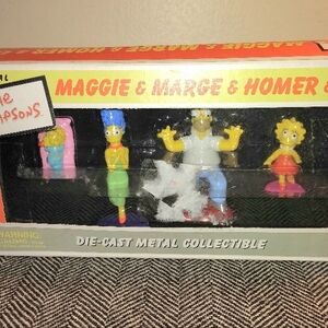 Vintage The Simpsons Die-Cast Metal Collectible Set Homer Marge Lisa Maggie 2002